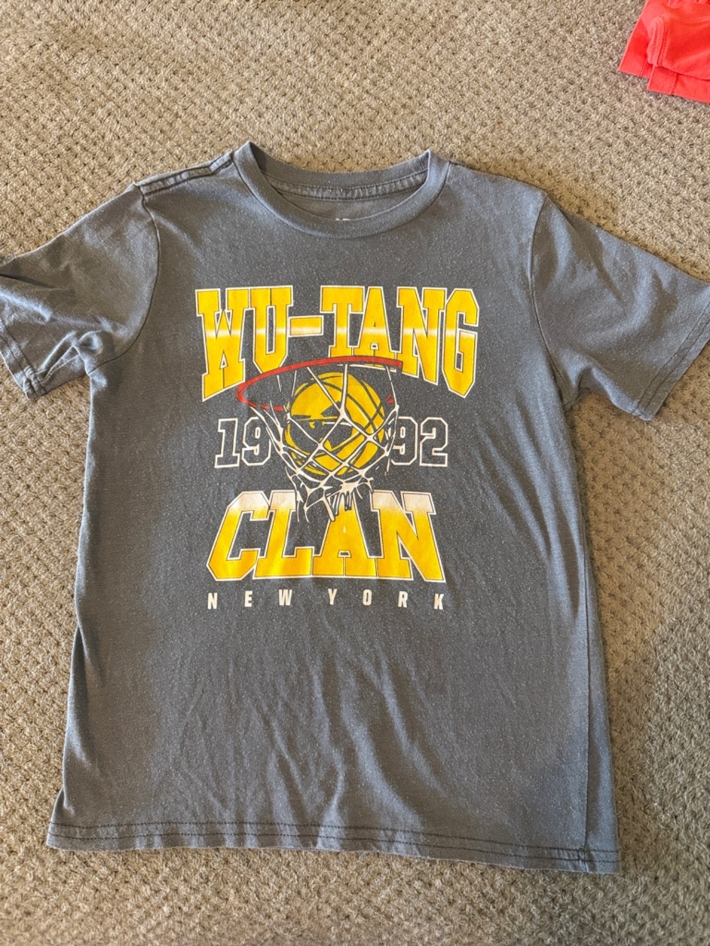 Kids Short Sleeve Tee in Charcoal with Yellow Graphic